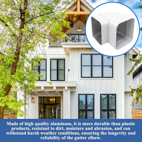 Gutter Elbow 2x3 90 Degree Downspout Elbow Gutter Connector Roofing Gutters Rainwater Drainage 90° Gutter Downspout Extension (Style A, Aluminum, 2x3) by Niuohoy - Image 6