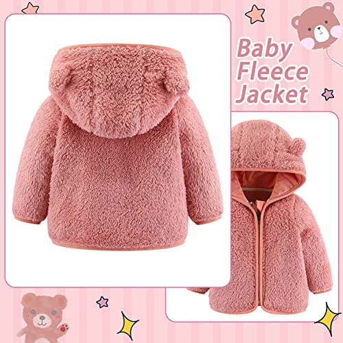 Aikssoo Baby Girls Boys Fleece Hooded Jacket Zip Up Teddy Coat Winter Warm Bear Ear Cute Jackets Toddler Kids Outerwear #TOP4