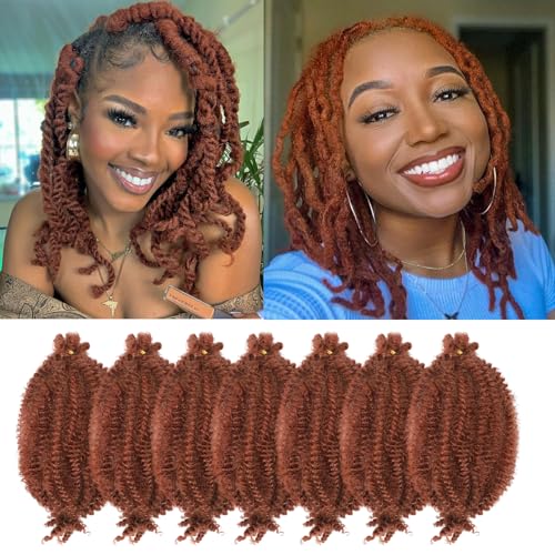 Marley Hair 10 Inch 7 Packs Ginger Marley Twist Braiding Hair for Soft Faux Locs Crochet Hair Pre Separated Springy Afro Twist Hair Cuban Twist Hair Pre Fluffed Spring Twist Hair Extensions (10",350)