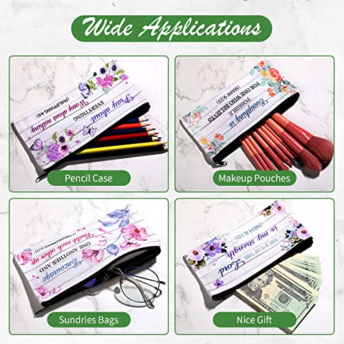 Zonon 6 Pieces Inspirational Bible Study Journaling Supplies Bible Case Bag Pen Pencil Pouch Small Makeup Bags Cute Pencil Case Christian Gifts For Women Students School(Beautiful Style,7.7 X 4 Inch) #TOP3