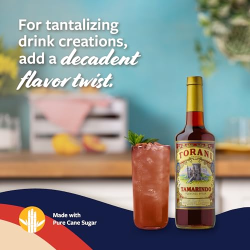 Image of Torani Tamarindo Syrup, 100th Anniversary Flavor for Drinks, Glass Bottle with Pump Included, 25.4 Fl Oz