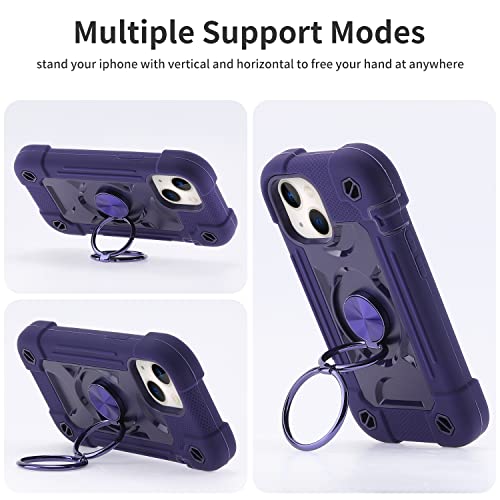 Image of MARKILL Compatible with iPhone with Built-in 360Rotating Ring Stand, Military Grade Drop Protection Full Body Rugged Heavy Duty Case Durable Cover (Deep Purple, iPhone 13 mini /12 mini 5.4 inch)
