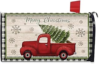 Merry Christmas Pickup Truck Magnetic Mailbox Cover Standard Briarwood Lane