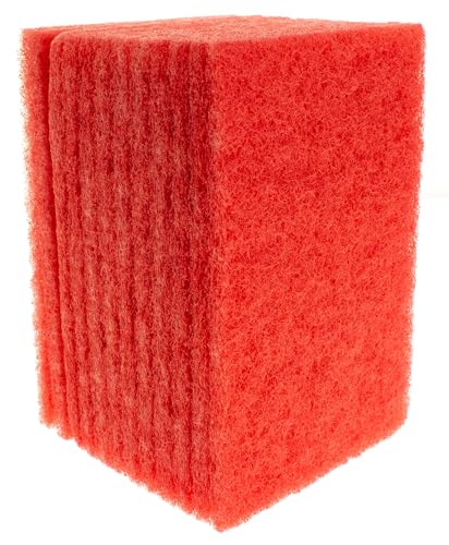 Image of Scour Pads. Made in Europe. 12 Pack, Red, 4 x 6 Inch Odorless General Purposes Scouring Scrubbers for Cleaning Dishes, Cutlery & Kitchen Stuff, Garage & Garden Tools, Grills & Outdoor Things