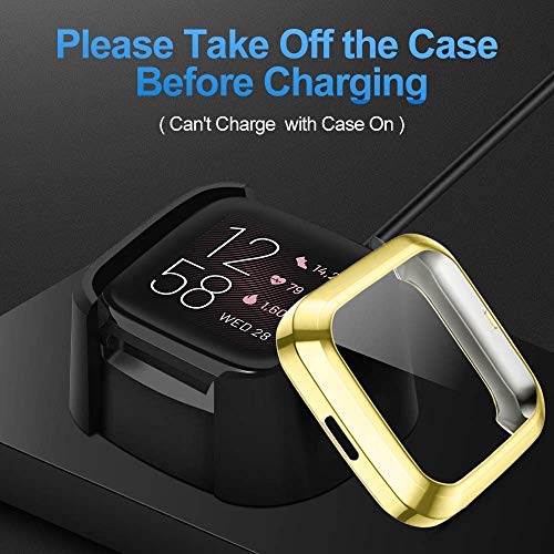 YCDZ STORE Capa protetora para Fitbit Versa 2 com revestimento de TPU (Preta) (Cor: Ouro)