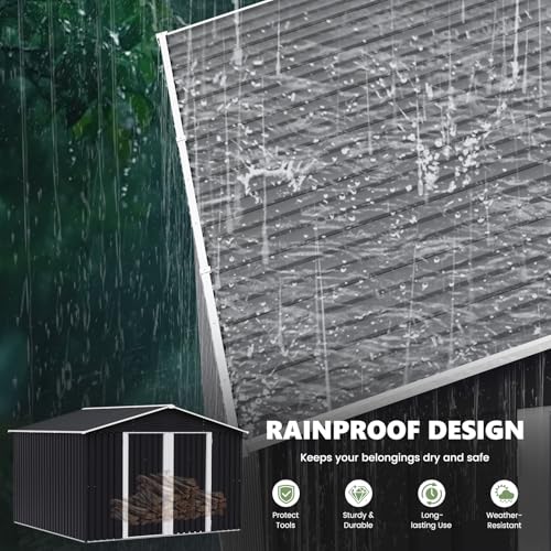 UDPATIO Outdoor Storage Shed 10 x 10 FT Dark Grey - Image 3