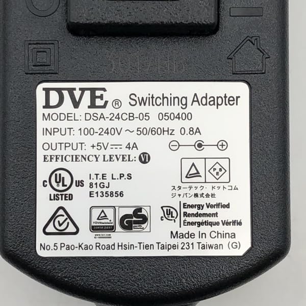 20W DVE DSA-24CB-05 050400 Switching AC Adapter 5.5 * 2.0 mm 5V 4A Power Supply by Tekswamp - Image 2