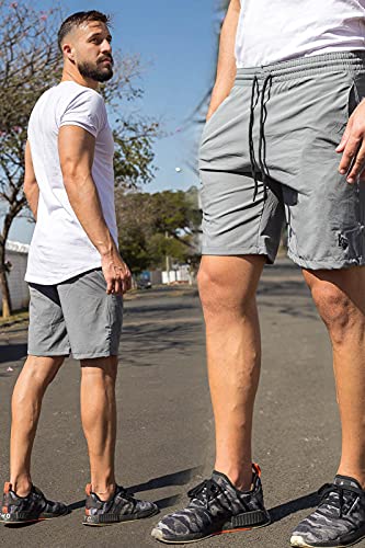 Kit 3 Bermudas Esporte Treino Academia Tactel c/Elastano Cós de Elástico Bolsos Laterais KIT-3-099 C