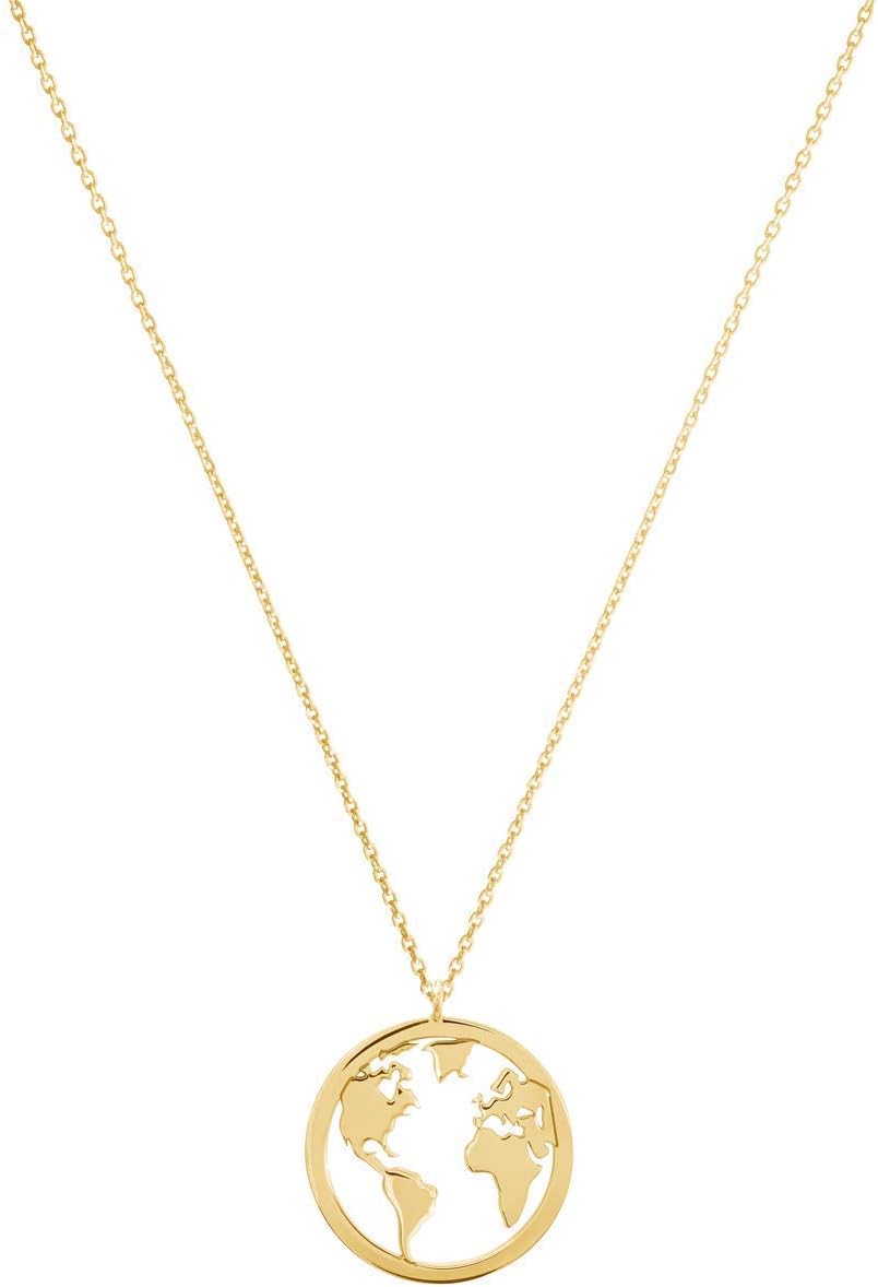Gold World Map Pendant, 9K 14K 18K Gold Necklace, Yellow Gold, Earth Charm, Solid Gold Planet, Travel World Charm, Gift For Her/code: 0.003