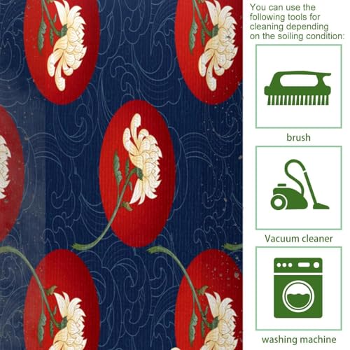 2 alfombrillas de cocina vintage VAPOKF de peonías lavables 5