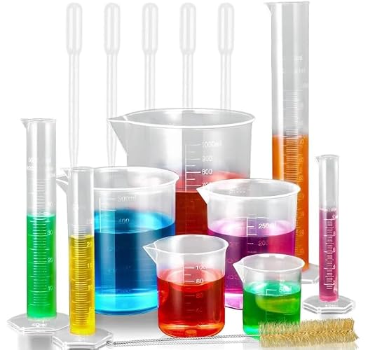 moveland Plastic Graduated Cylinders and Beakers for DIY and Science Lab | 10-100ml Cylinders, 50-1000ml Beakers & 5 Pipettes, Food-Grade Shatterproof, Accurate & Easy-Clean, for Bath/Kitchen/Garden
