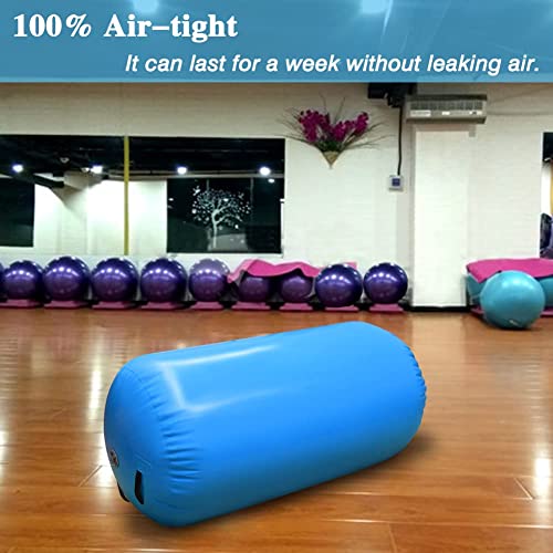 Bybag Air Barrel Back Roller Inflatable Tumbling Mat With Electric Pump,Tumble Track Gymnastic Equipment Exercise Mats For Home Use,Gym Training,Cheer Leading,Yoga(Blue, 60Cm*100Cm) #TOP4