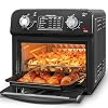 PlumChef 13 Quart 4 Slices Air Fryer Convection Toaster Oven with Reference Menus 1500W 7 in 1 Multifunction with Roast Bake Grill Broil Toast Dehydrate DefrostBlack