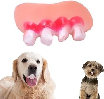 White Missing Tooth Fake Teeth for Dogs,Funny Silicone Teeth Braces,Creative Fake Dog Chew, Easy to ApplyToy,Interactive Toys,Christmas Costume Suitable Accessories
