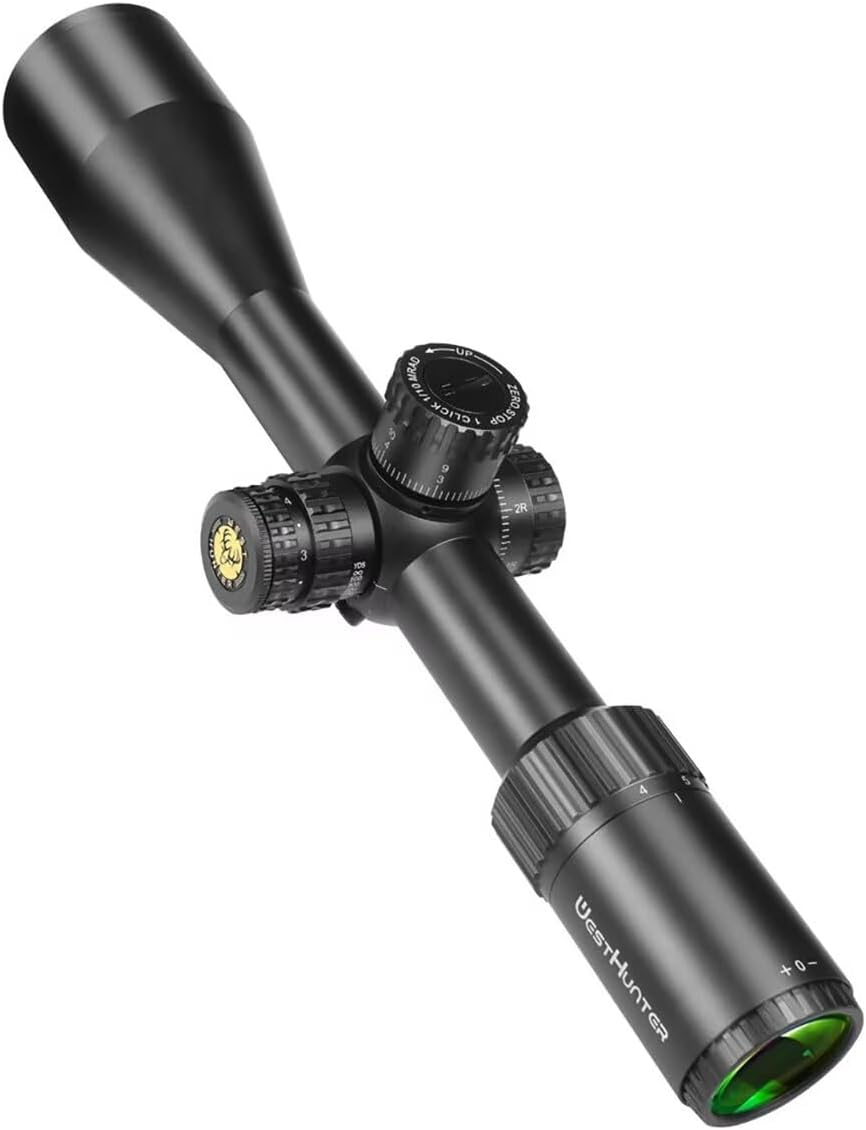 WestHunter Optics HD GEN2 6-24x50 SFIR FFP Precision Competition Riflescope, 30 mm Tube First Focal Plane Etched Glass Illuminated Reticle Tactical 1/10 MIL Shooting Scopes | Zero Stop