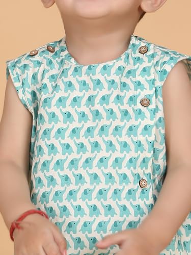 Image of POLKA TOTS Pure Cotton New Born Dress | Ultra-Soft, Breathable & Lightweight Sleeveless Jhabla Pant Set for Baby Boys & Girls | Baby Summer Clothes | Traditional Jabla & Pyjama Set for Newborns