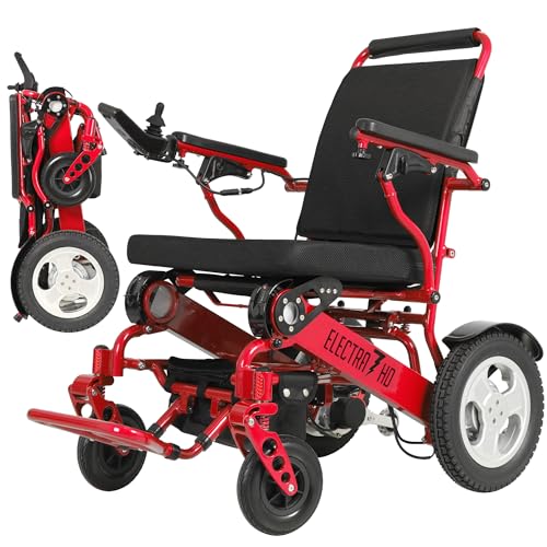 Electra 7 HD Bariatric Folding Electric Wheelchair for Adults & Seniors – 50 lbs, 400 lb Capacity, Wide 21” Memory Foam Seat, Compact & Lightweight Electric Wheelchair - All-Terrain, FAA Approved