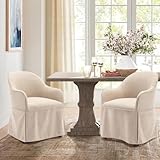 COLAMY Modern Accent Dining Chair Set of 2, Barrel Accent Armchair, 20 Inch Dining Chair with Cover, Chair with Back for Kitchen,Dining Room,Beige