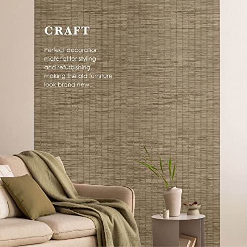 Godear Design Natural Woven Faux Grasscloth Textured Wallpaper For Bedroom Living Room, Contact Paper For Wall Décor And Doors, Single Roll Wall Covering, 23" W X 96" L Non-Pasted Paper, Tranquility #TOP3