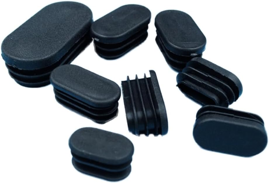 100pcs Oval Plastic Plugs Black Hardwood Floor Protector Pipe Table Chair Stool Leg Tubing End Cap Tube Pipe Inserts Plug Dust Cover (Black,25 * 50mm)