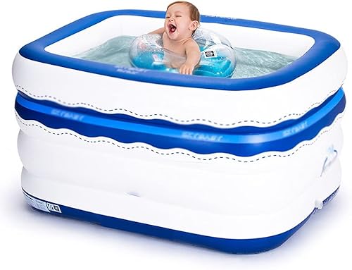 Swimming Pools Piscinas inflables de tamaño completo al aire libre, 2 tamaños de piscina para remo, rectangular, color blanco, con parte inferior de