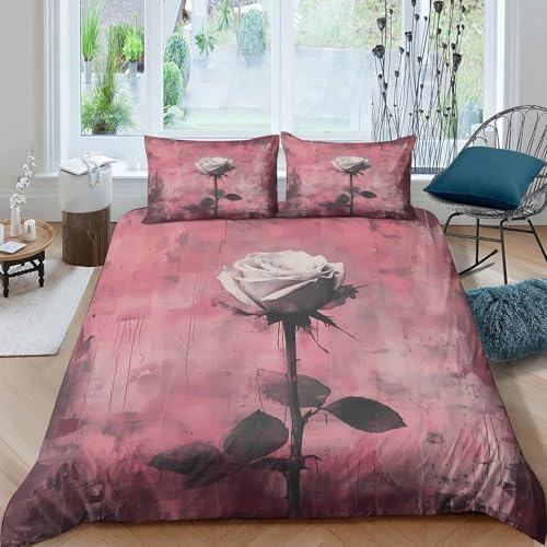 Housse de couette rose microfibre 140x200 parure de lit ado