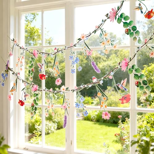 OBBOLO 2 Pcs Flower Banner Wildflower Garland, Baby Shower Decorations, Floral for Enchanted Garden Party, Wedding Wild One Bloom Baby Shower Fairy Tale Tea Market Spring Supplies Girl Woodland Party by OBBOLO - Used condition - Image 8