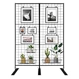 Room Divider Freestanding Gridwall, 2 Panel Folding Display Board Organizer with Base Feet, Privacy Screens Portable Freestanding Display Board Wire for Craft Shows Events Retail
