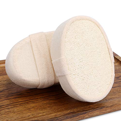 Natural Shower Loofah Sponge, Bosiwee Exfoliating Shower Loofa Body Scrubbers for SPA, Beauty Bath Luffa Loffa Loufa Pads (2 Pack)