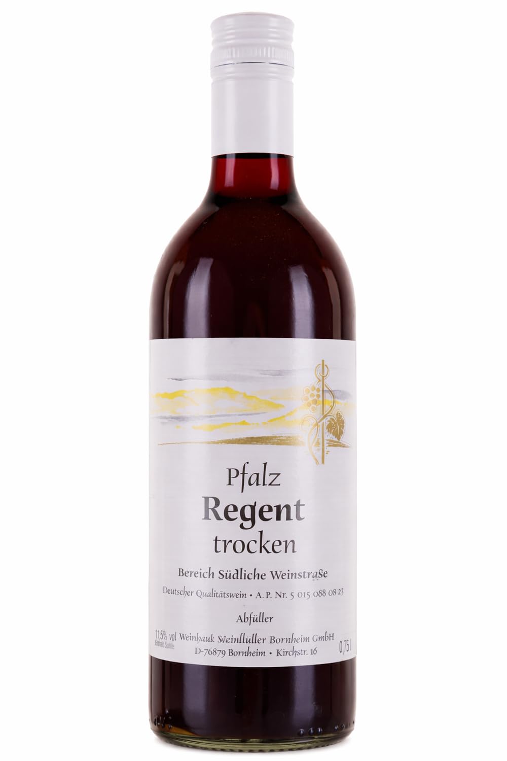 Weinhaus Müller Bornheim Regent Trocken - 12x0,75L Pfalz Rotwein Set | Deutscher Qualitätswein vom Bornheimer Trappenberg - Körperreich & Würzig - Ideal zu Wild, Fleisch & Pasta - 12er Vorrat