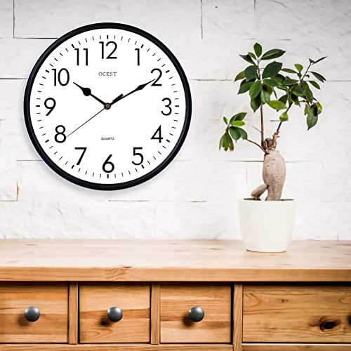 Ocest 12 Inch Indoor Outdoor Wall Clock Large Display Battery Operated Quartz Decorative Clock Silent Non-Ticking Round Easy To Read For Pool Garden Patio Office Living Room #TOP4