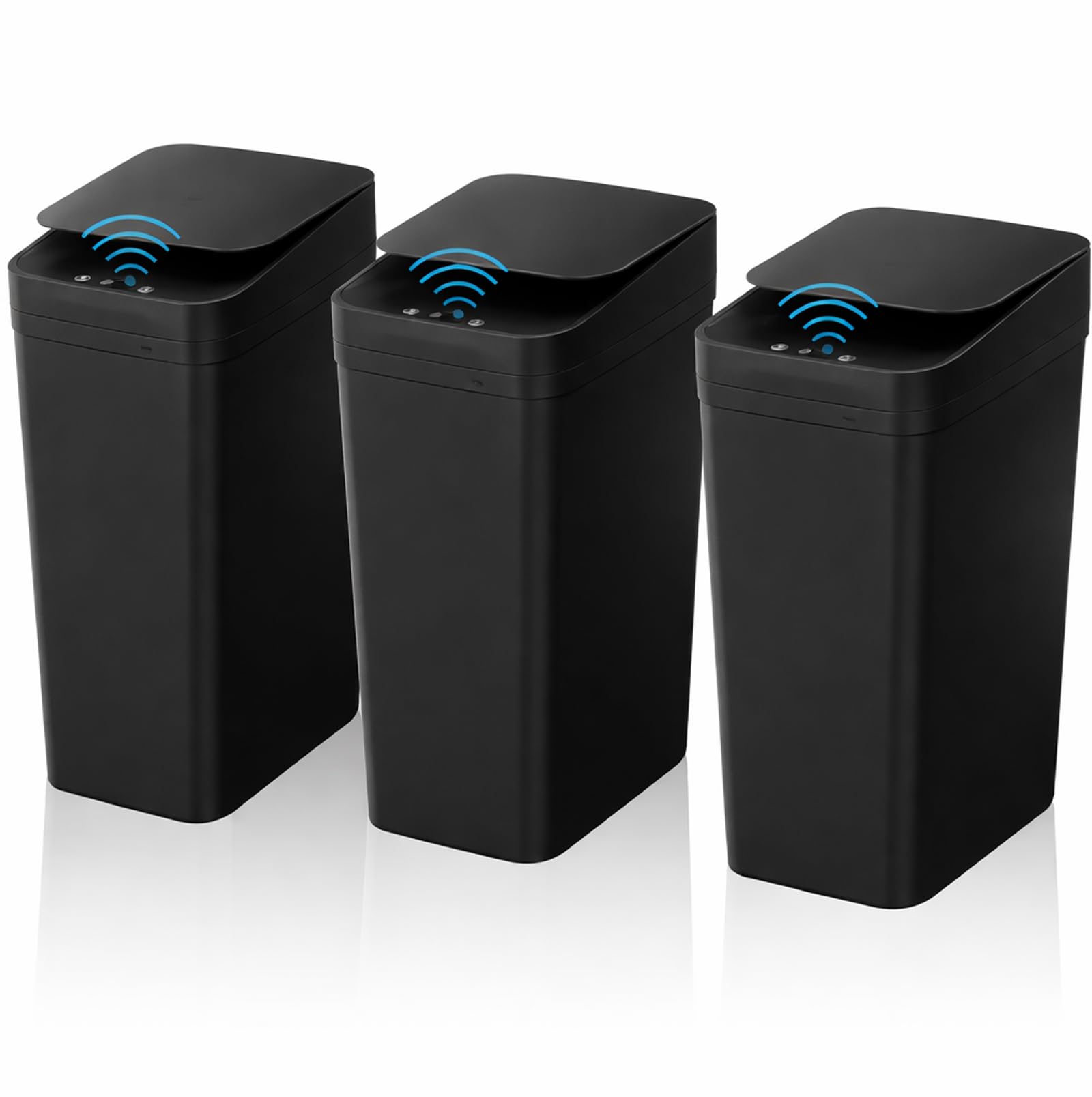 CISSIYOG Black Bathroom Bin with Lid,3xPack 10L Touchless Sensor Bin