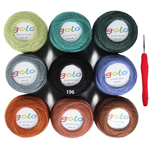 Image of golo Crochet Thread Size 30 Embroidery Thread 10gx9 Crochet Yarn for Hand Knitting 30-9-02