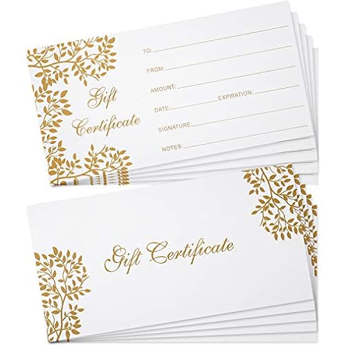 Outus 50 Pcs Blank Gift Certificate for Business Voucher 3.5x7 Inch, White