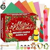MOMOSTAR 20 Stück Wachsplatten für Kerzen, 20 * 20cm Bienenwachsplatten mit Docht, Bienenwachs Kerzen Selber Machen Weihnachten, Bienenwachskerzen Weihnachtsgeschenke für Kinder Erwachsene