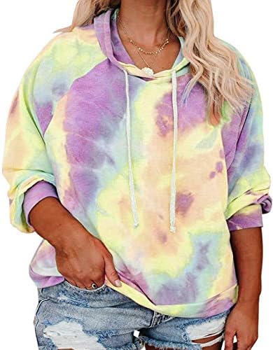 VISLILY Plus Size Tops for Women 2X Fall Shirts Tie Dye Hoodie ZR 20W