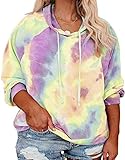 VISLILY Plus Size Tops for Women 2X Fall Shirts Tie Dye Hoodie ZR 20W