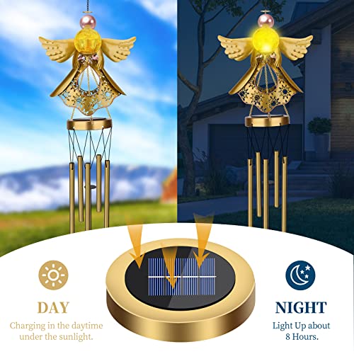 Gifts For Mom, Jyps Angel Solar Wind Chimes For Outside With Mother's Day Card, Windchimes Unique Birthday Gifts From Daughter & Greeting Card For Mom, Chimes For Outdoors Garden Decor #TOP6