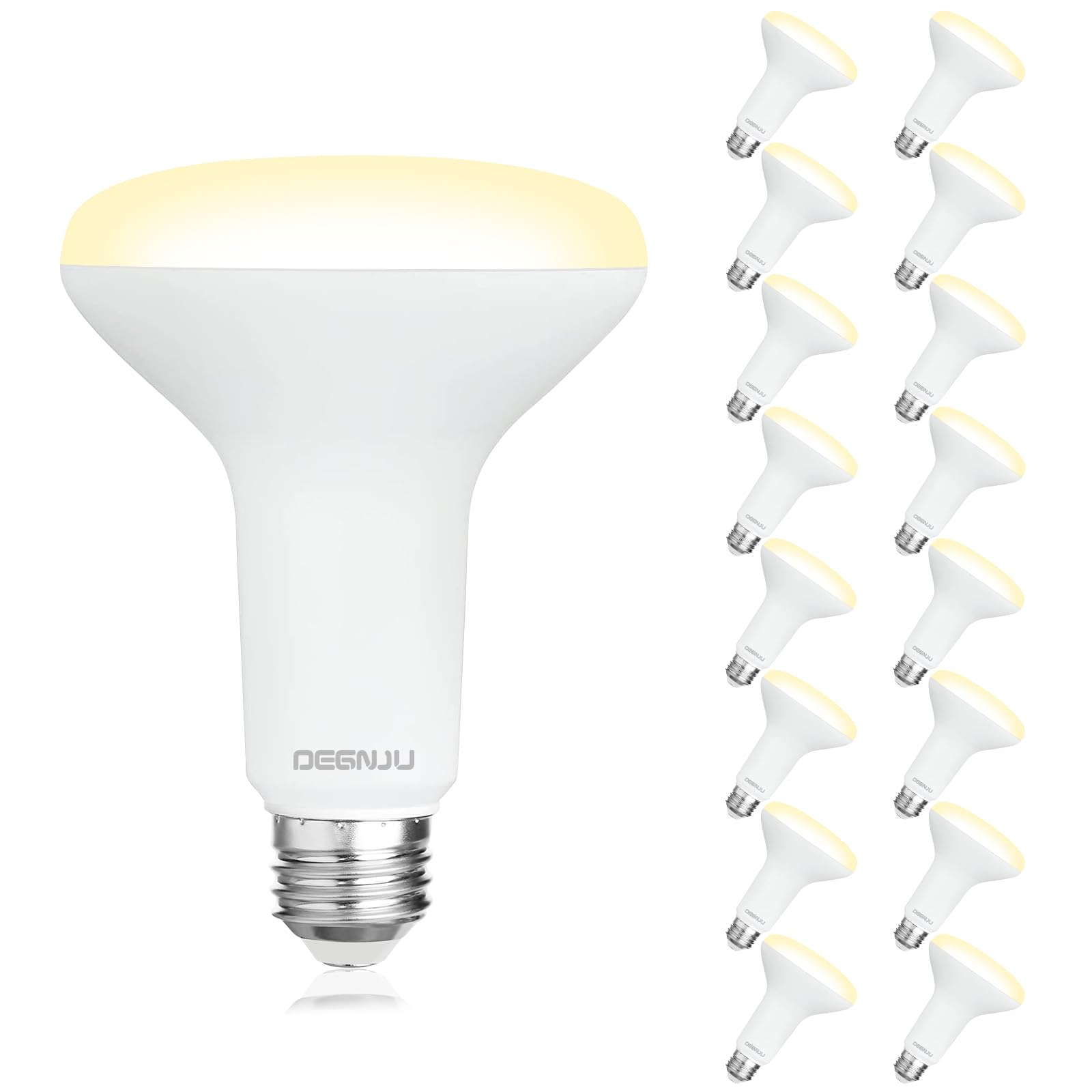 DEGNJU 16 Pack BR30 LED Bulb, Dimmable Indoor Flood Lights 7W Equivalent 65W 2700K Soft White, CRI80, 650 LM, E26 Base, 15000 Lifetime Hours, Interior Energy Saving Recessed Light Bulb, Flicker-Free
