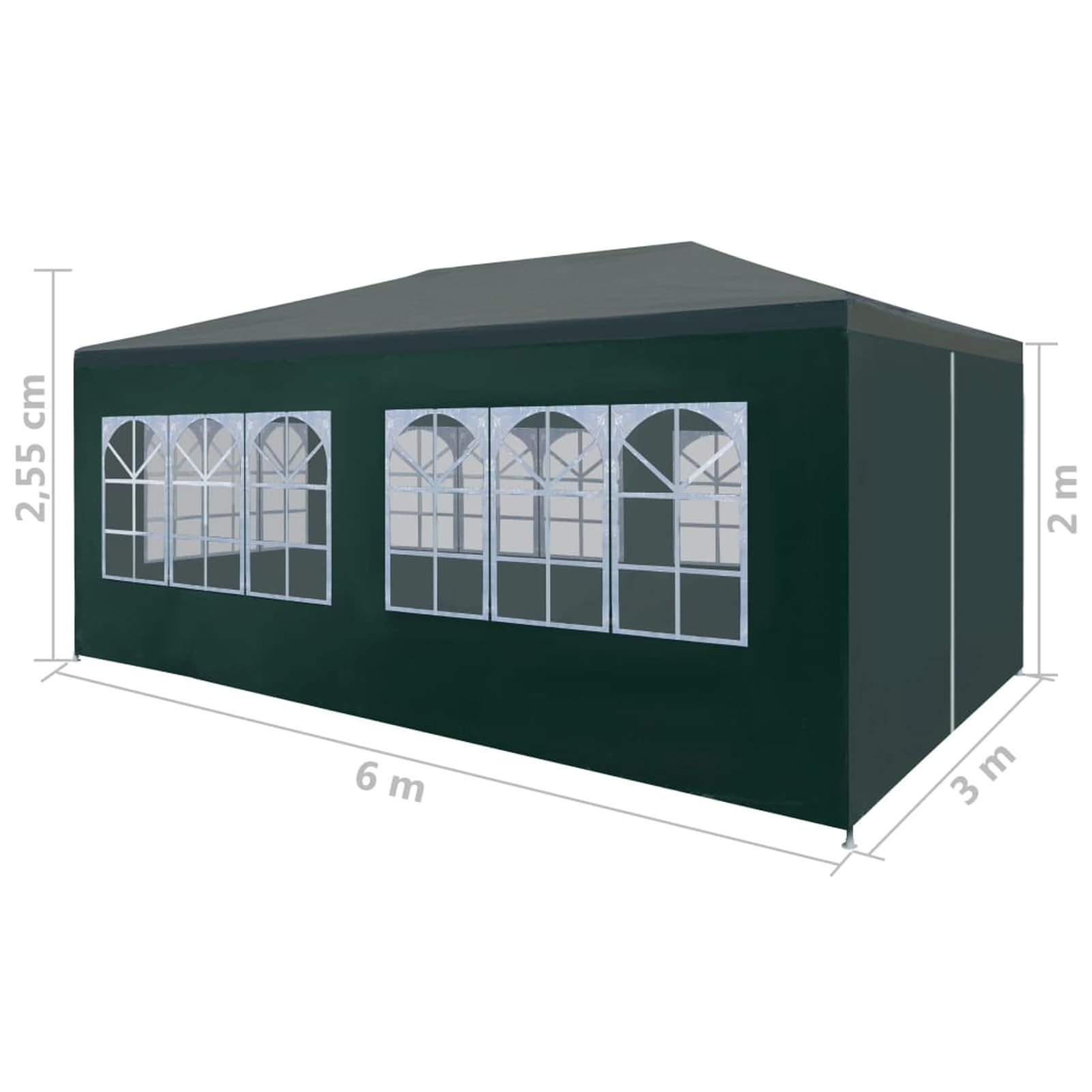 ZEYUAN Partyzelt, Party Deko, Festzelt, Pavillon, Garden Decoration, Canopy Tent, Lagerzelt, Gartenpavillon, 3x6 m Grün