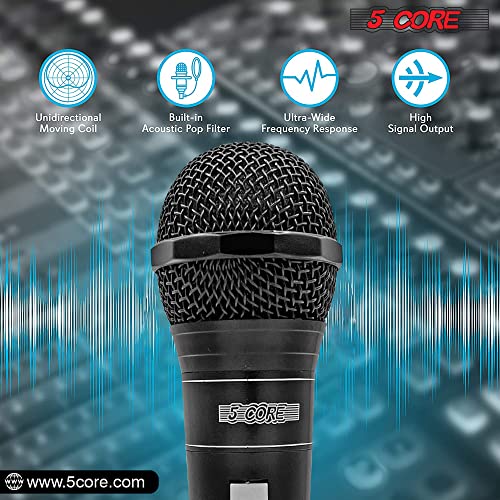 5 Core 4 Pack Vocal Dynamic Cardioid Handheld Microphone Unidirectional Mic With 16Ft Detachable Xlr Cable To ¼ Inch Audio Jack And On/Off Switch For Karaoke Singing (2 Pair) Pm 757 4Pcs #TOP4