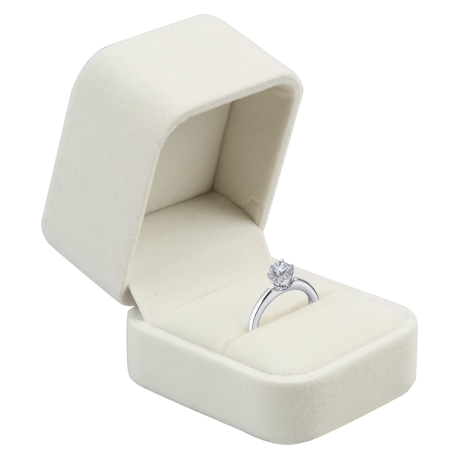 Caja de Anillo de Terciopelo Blanco, Joyería Regalo 6x5x4 cm