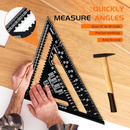 Speed Square Set, AivaToba 12 Inch Aluminum Alloy Metric Triangle Ruler, 12" Large Carpenters Square for Angle Measuring and Marking. 6 Speed Square Set, AivaToba 12 Inch Aluminum Alloy Metric Triangle Ruler, 12" Large Carpenters Square for Angle Measuring and Marking. - Image 6