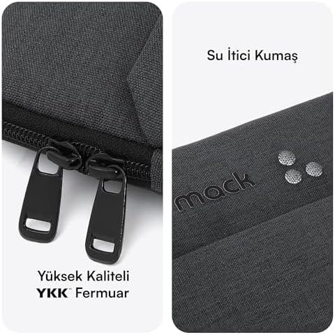 MACK MCE-1504 14.1" Nova Eco Çevre Dostu 13-14 inç Yeni MacBook Pro için Kılıf, Aksesuar Bölmeli Laptop kılıfı, YKK Fermuarlı Notebook & Tablet kılıfı, Antrasit - Görsel 4