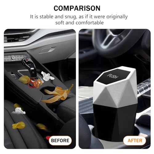 Image of Car Trash Can with Lid, Mini Leakproof Fragrance Vehicle Cup Holder Garbage Bin for Console Door, Small Portable Auto Interior Dustbin Organizer Accessories, Universal Fit (Silver)