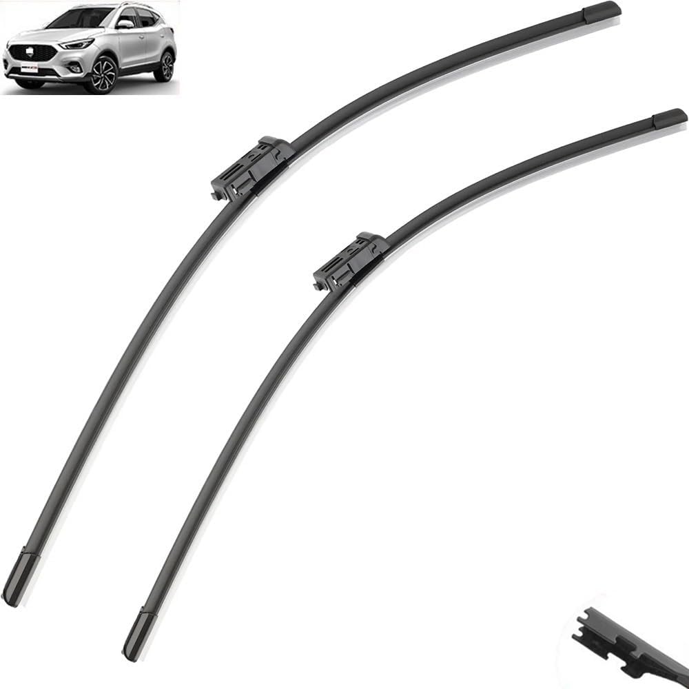 Car Front Rear Wiper Blades Compatible with MG ZS 2017-2023 24"+14"+10" ZS EV MGZS MGZSEV Windshield Frameless Soft Rubber Windscreen 2021 (Color : LHD, Size : Front Rear)