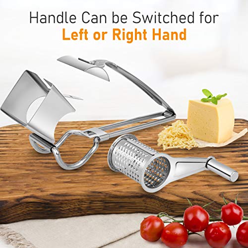 Nurch Rotary Cheese Grater, Stainless Steel Cheese Shredder Cutter With 3 Sharp Drums, Handheld Cheese Grater For Parmesan Chocolate, Nuts And Almonds #TOP1
