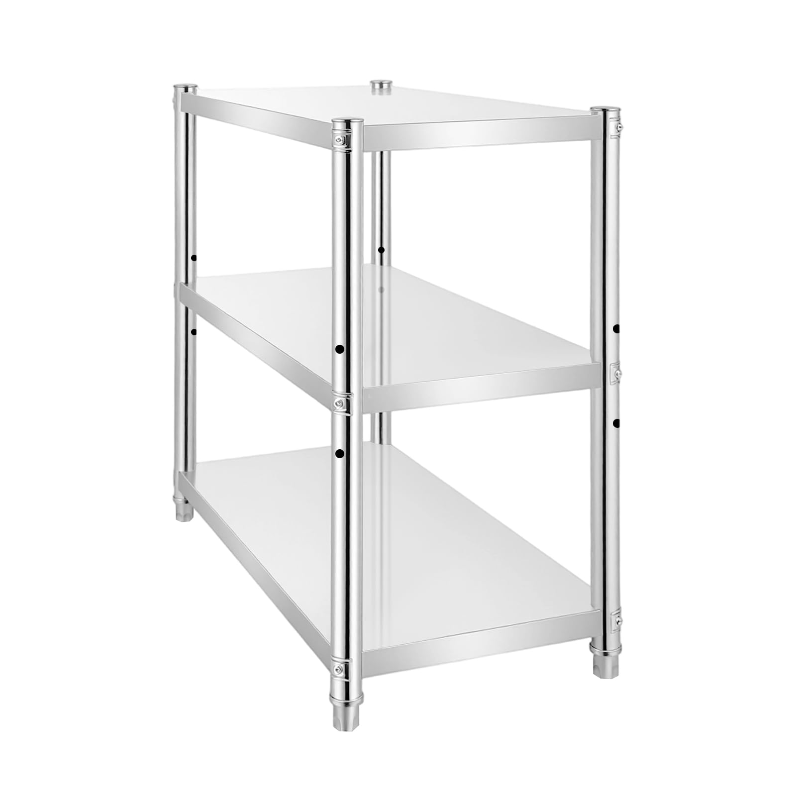 Estantería de 3 estantes de acero inoxidable para gastro, para cargas pesadas, para cocina, salón, 80 x 80 x 40 cm
