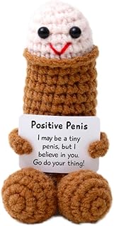 Emotional Support Penis Gifts, Funny Positive Penis Doll, Cute Handmade Crochet Doll Gift for Boyfriends Husband Adult Friends, Funny Weird Stuff Gifts with Positive Card
