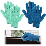 2 Pair Dusting Gloves Microfiber Gloves for House Cleaning, Microfiber Dusting Gloves Washable, Dust